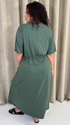 CurveWow Maxi T-Shirt Dress With Drawstring Khaki