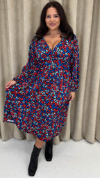 CurveWow Wrap Balloon Sleeve Midaxi Dress Leopard