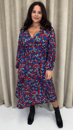 CurveWow Wrap Balloon Sleeve Midaxi Dress Leopard