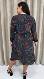 CurveWow Woven Button Front Dress Patchwork Floral