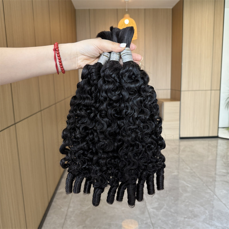 QVR Bora Bora Braids Burmese Curly Bulk 100% Human Hair For Braiding