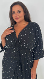 CurveWow Pearl Embellished Knot Front Dress Black