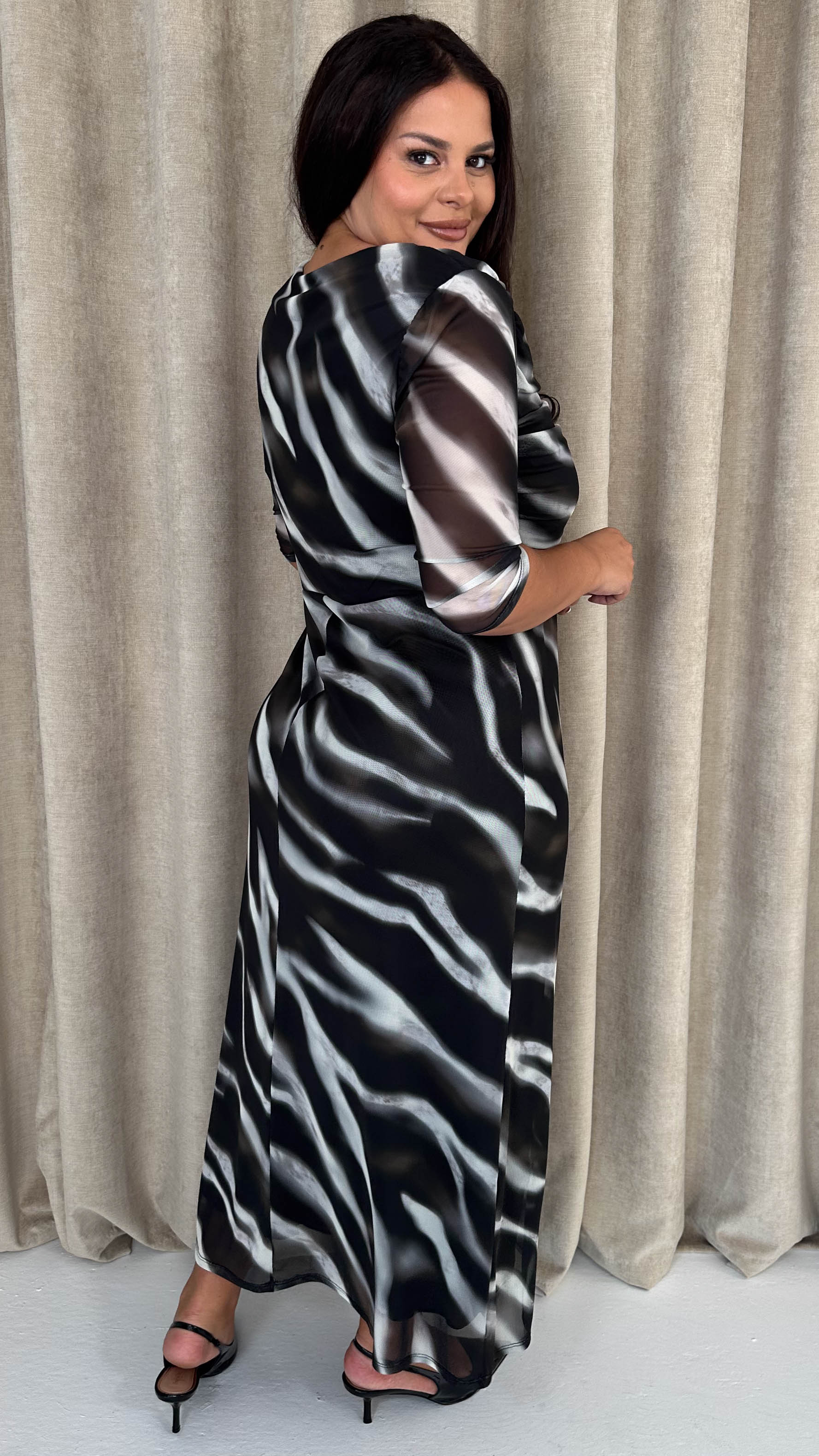 CurveWow Ruched Chest Keyhole Maxi Dress Tye Dye