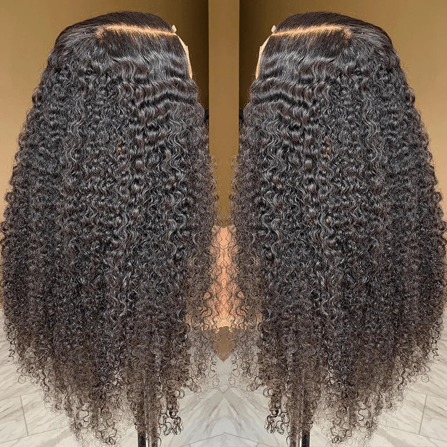 QVR Glueless Jerry Curly HD Lace 13x4 Lace Front Wigs Natural Black Human Hair Wig Beginner-Friendly