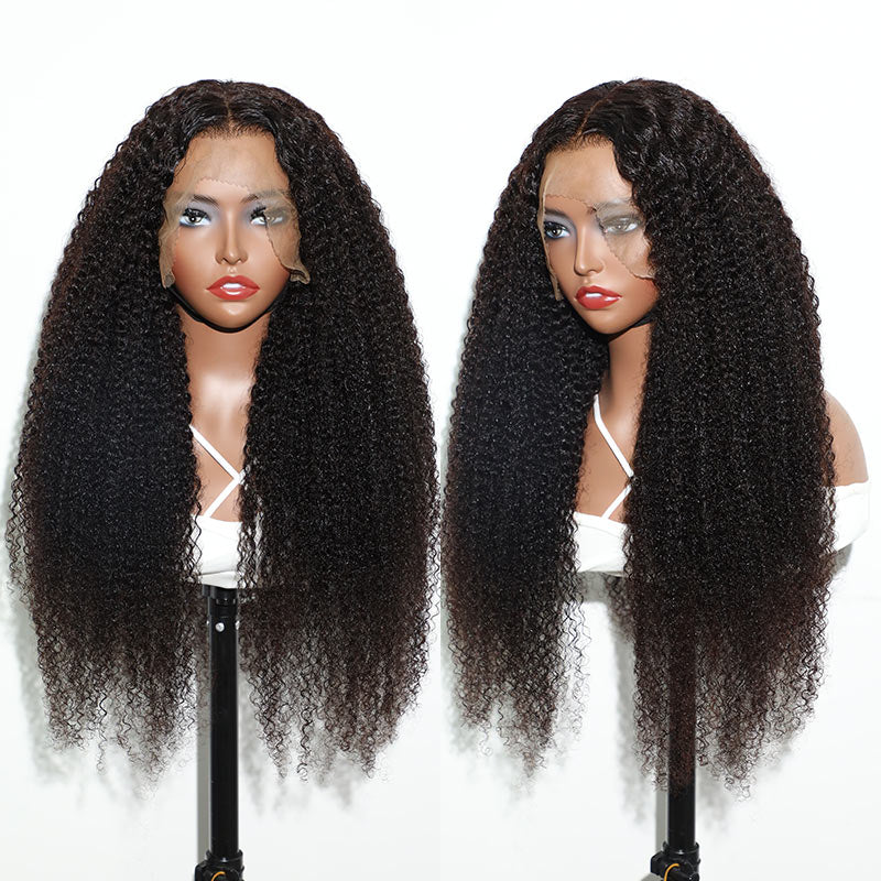 QVR Glueless Pre-cut 4x4 HD Lace Closure Human Hair Wigs Kinky Curly Wear & Go Wigs