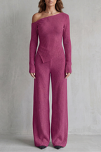 Lunavie – Asymmetric neckline – Knit lounge set