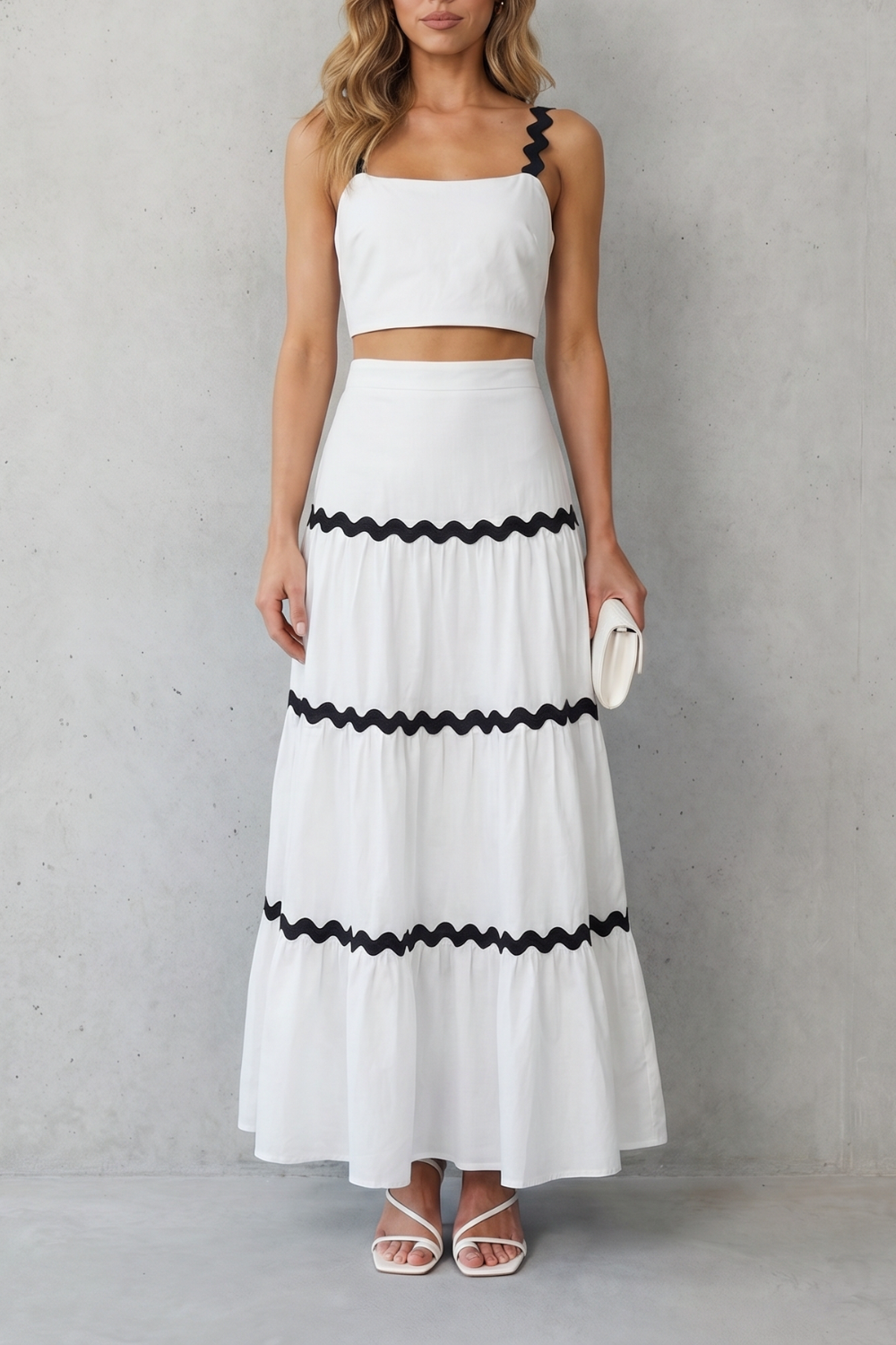 Marivelle – Wave trim summer set – Skirt set