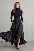 Neravelle – Pleated flow silhouette – Two-piece turtleneck set