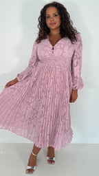 CurveWow Davore V-Neck Pleated Dress Blush