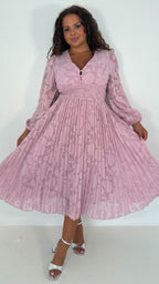 CurveWow Davore V-Neck Pleated Dress Blush