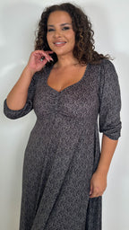 CurveWow Sweetheart Split Front Midaxi Dress Brown Animal