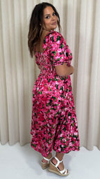 CurveWow Floral Milkmaid Dress Pink Floral