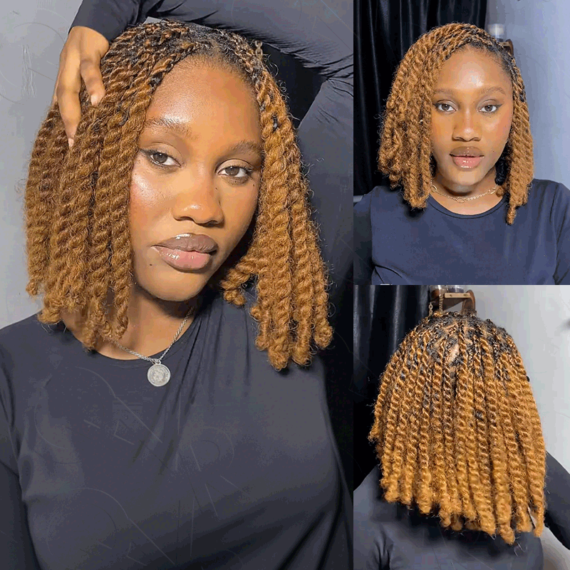 QVR Ombre Brown #T1B/30 Afro kinky Bulk Human Hair for Braiding & Twists