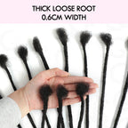 QVR Handmade Dreadlocks Natural Black Thickness 0.6cm Human Hair Loc Extensions