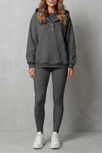 Thalina – Button detail hoodie – Cozy Relaxed Set