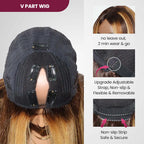 QVR Glueless Ombre Reddish Brown Color Glueless V Part Body Wave Wigs 1B/33 Human Hair Wigs WIth Dark Roots
