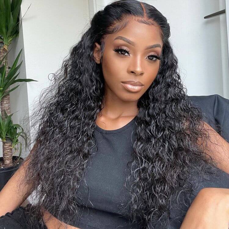 QVR Glueless Water Wave V Part Wigs 180% Density Super Natural Human Hair Glueless 0 Skill Needed Wig