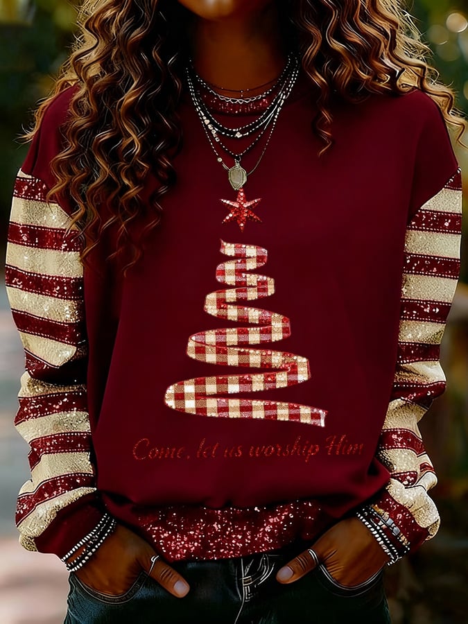 Women's Faith Print Casual Crew Neck Sweatshirt