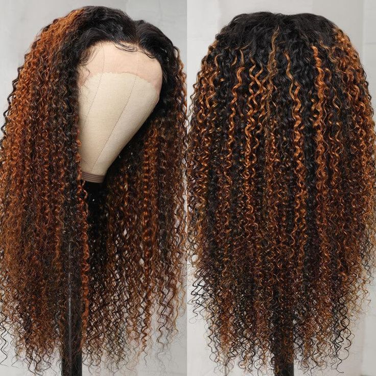 QVR Glueless Pre-cut Curly 13x4 Lace Frontal Human Hair Wigs Highlight Balayage Color Wigs Beginner Friendly