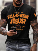 Men's Are You Fall-O-Ween Jesus Printed Round Neck T-Shirt