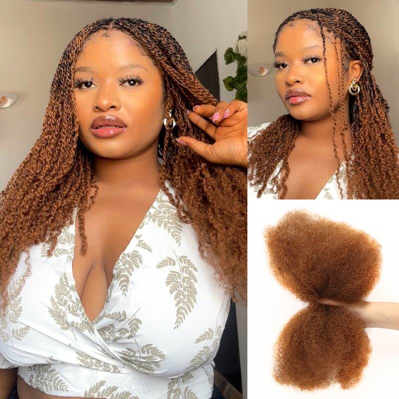 QVR Dark Brown Afro kinky Bulk Hair Extensions For Braiding Dreadlock Human Hair