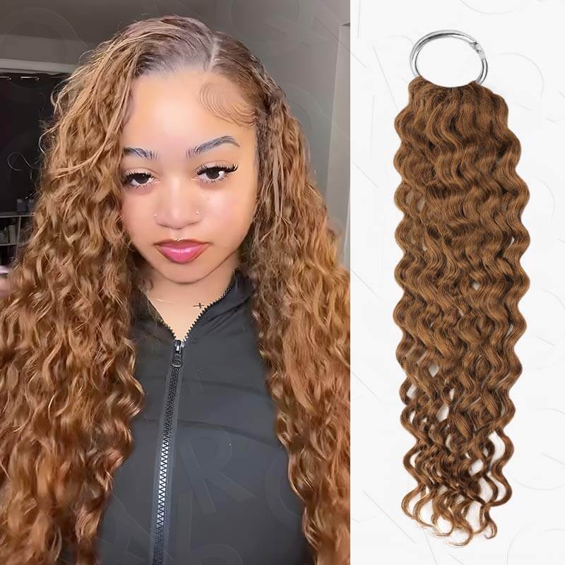 QVR Dark Brown #4 Crochet Hair Water Wave Machine Made Feather Human Hair Extension