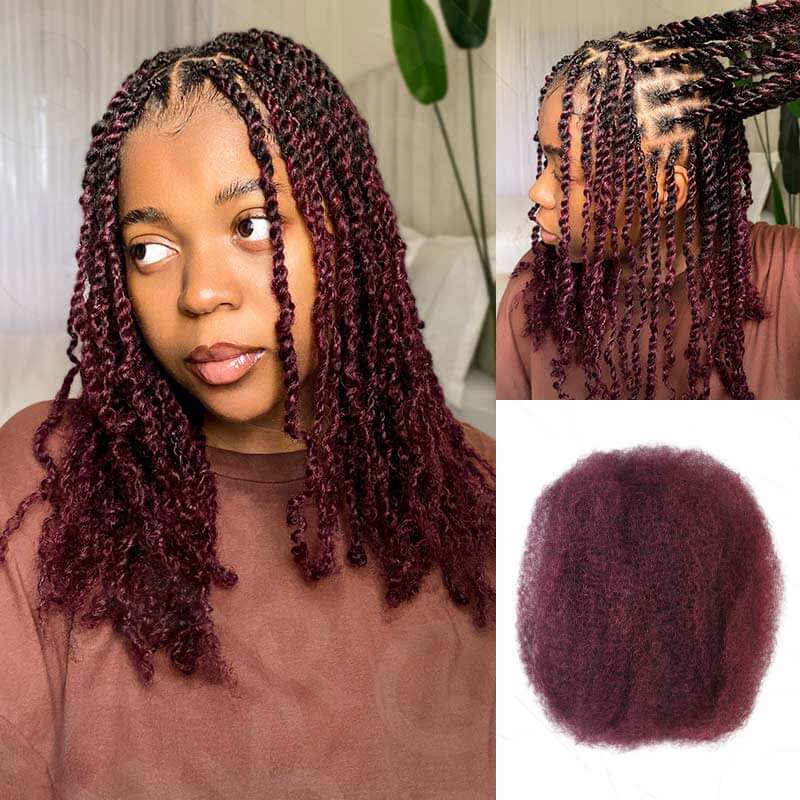 QVR Flawless Mini Twist With Soft Afro kinky Bulk Human Hair For Braiding Dreadlock