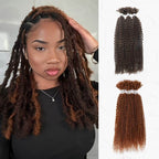 QVR Dark Brown+Auburn Brown Afro Kinky V Bulk Curly Hair for Kinky Twist Crochet Braiding Hair