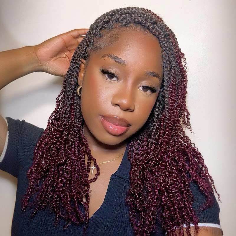 QVR Ombre T2/99J Afro Kinky V Bulk for Kinky Twist Crochet Braiding Hair