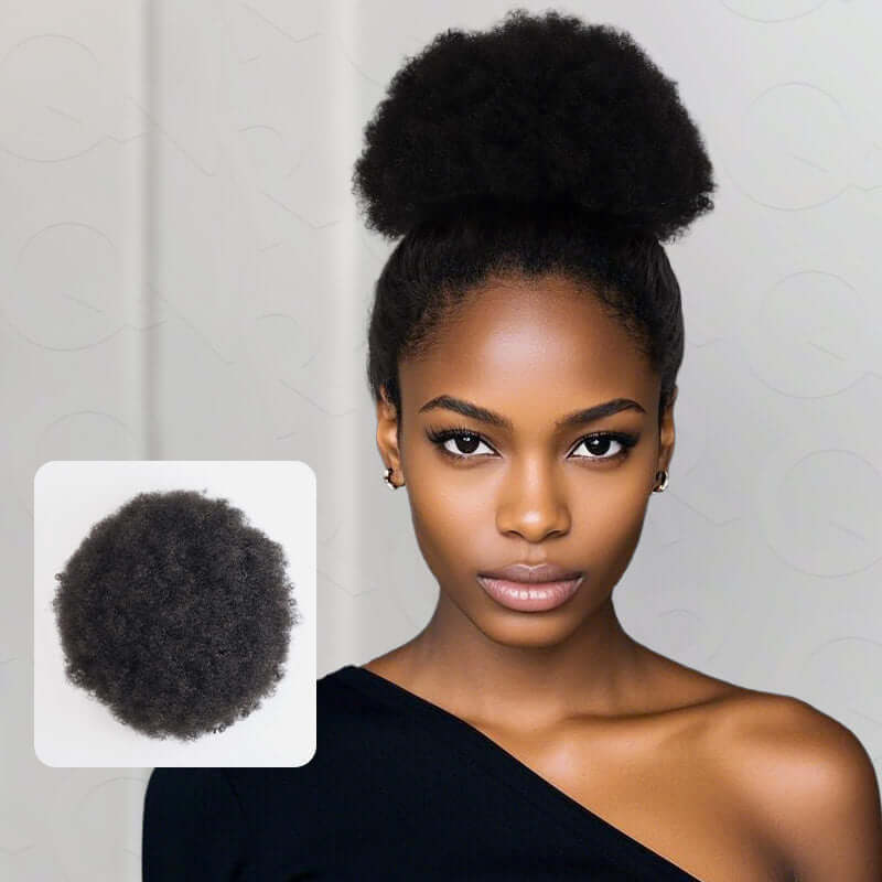 QVR Drawstring Ponytail Extension Afro Puff Human Hair Ponytail Hairstyle