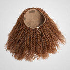 QVR Glueless Auburn Brown Kinky Curly Half Wig 250% Density Human Hair Wig Wear Go Flip Over Wig