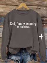 God Family Country  in that order Women's Printed Sweatshirt