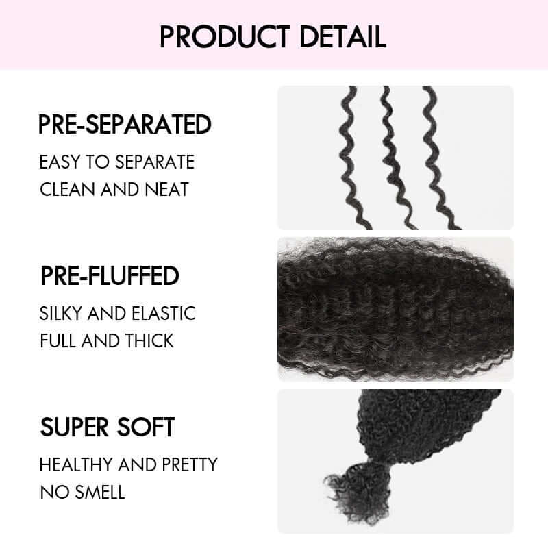 QVR Spring Twist Hair Dark Brown #4 Color Type 3C 4A Hair Extensions