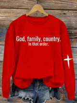God Family Country  in that order Women's Printed Sweatshirt