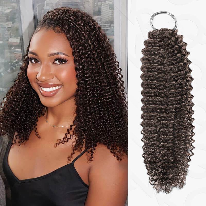 QVR Soft Feather Crochet Hair 3 Packs Small Kinky Curly Machine Made Human Hair Extension