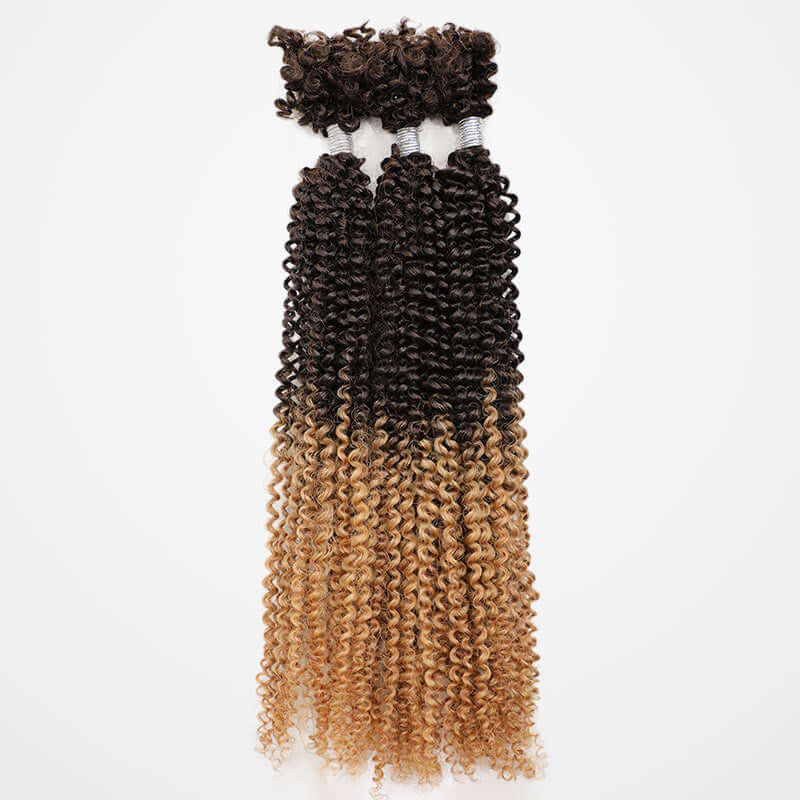 QVR Natural Black Afro Kinky V Bulk Curly Hair for Kinky Twist Crochet Braiding Hair