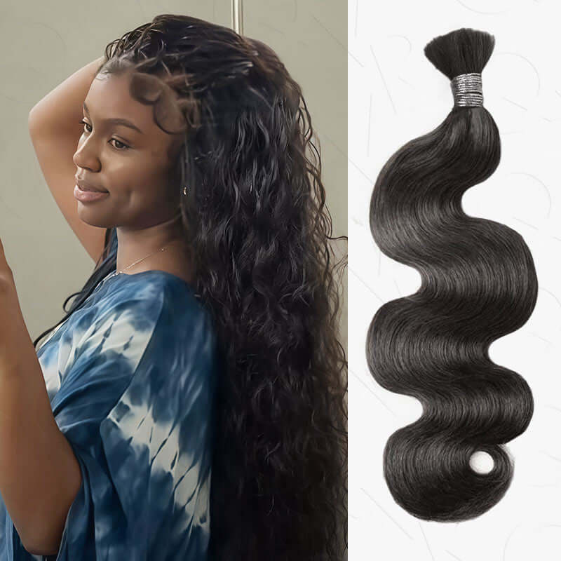 QVR Brown Highlight Body Wave Boho Knotless Braids Human Bulk Hair #P4/30/27 Human Braiding Hair Extensions