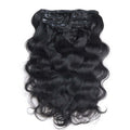 QVR Body Wave Hair 7Pcs Clip in Hair Extension Brazilian Natural Black Virgin Human Hair
