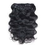QVR Body Wave Hair 7Pcs Clip in Hair Extension Brazilian Natural Black Virgin Human Hair