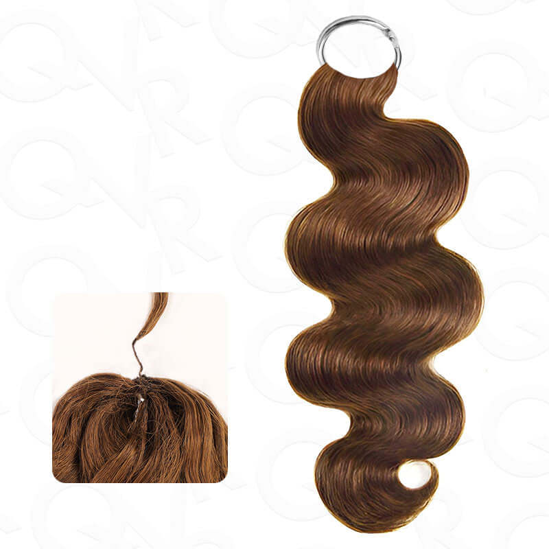 QVR Auburn Brown #30 Crochet Hair Water Wave Machine Made Feather Human Hair Extension