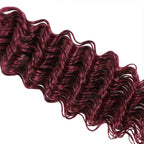 QVR Burgundy Deep Wave Bulk Hair Extensions for Boho Knotless Braiding