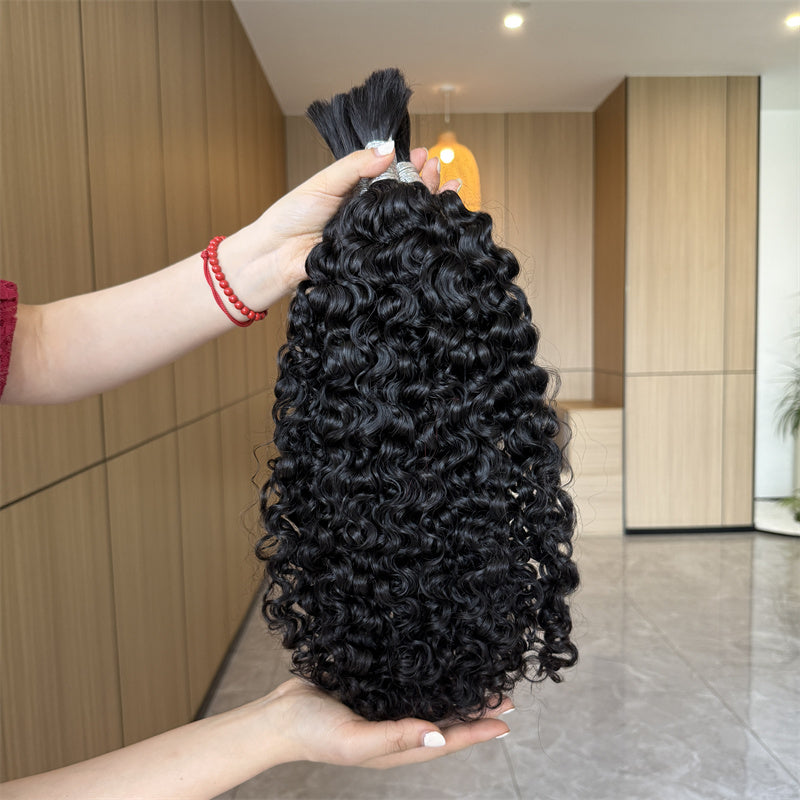 QVR Bora Bora Braids Burmese Curly Bulk 100% Human Hair For Braiding