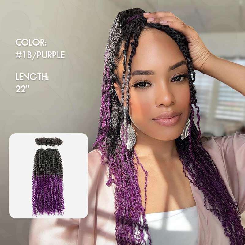 QVR T1B/Purple Afro Kinky V Bulk Ombre Color for Kinky Twist Crochet Braiding Hair