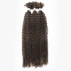 QVR Dark Brown+Auburn Brown Afro Kinky V Bulk Curly Hair for Kinky Twist Crochet Braiding Hair