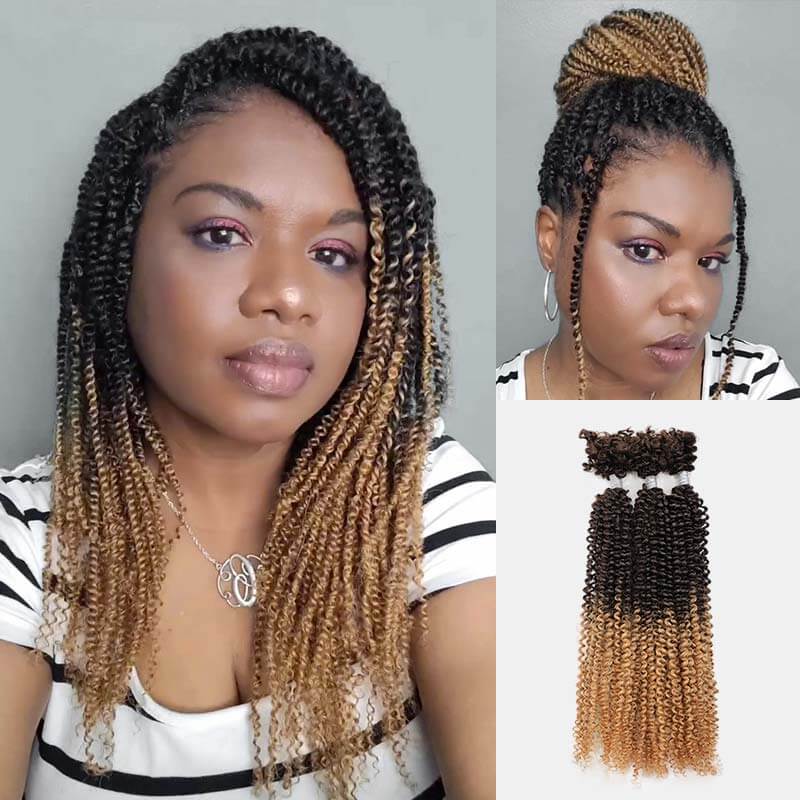 QVR Natural Black Afro Kinky V Bulk Curly Hair for Kinky Twist Crochet Braiding Hair