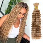 QVR Braiding Hair #27 Honey Blonde Deep Wave Bulk Human Hair for Boho Braids