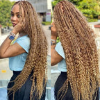 QVR Braiding Hair #27 Honey Blonde Deep Wave Bulk Human Hair for Boho Braids