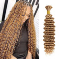 QVR Braiding Hair #27 Honey Blonde Deep Wave Bulk Human Hair for Boho Braids