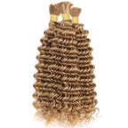 QVR Braiding Hair #27 Honey Blonde Deep Wave Bulk Human Hair for Boho Braids