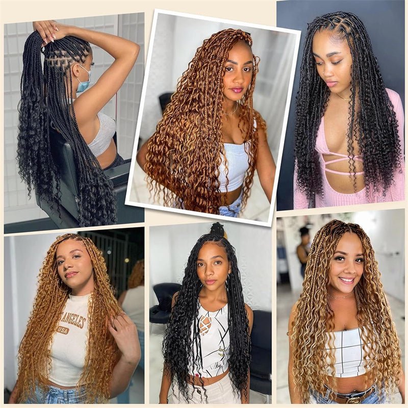 QVR Braiding Hair for Boho Braids #30 Light Brown Deep Wave Bulk Human Hair Extensions